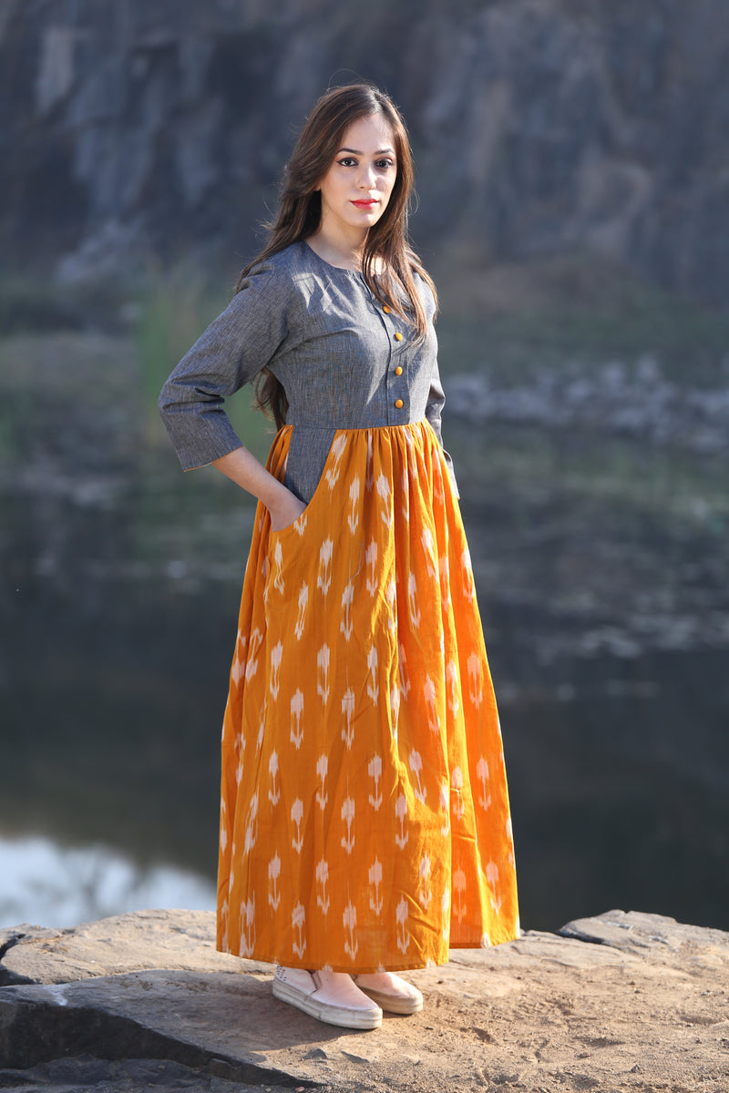 trendy ikat dress designs Joy Cotton Ikat Midi Dress