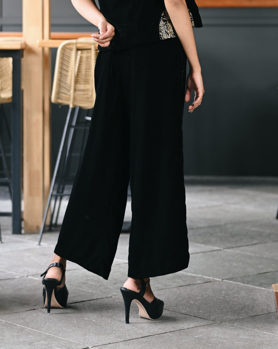 Solid Black Velvet A-line Pant – Sayuri Design Studio