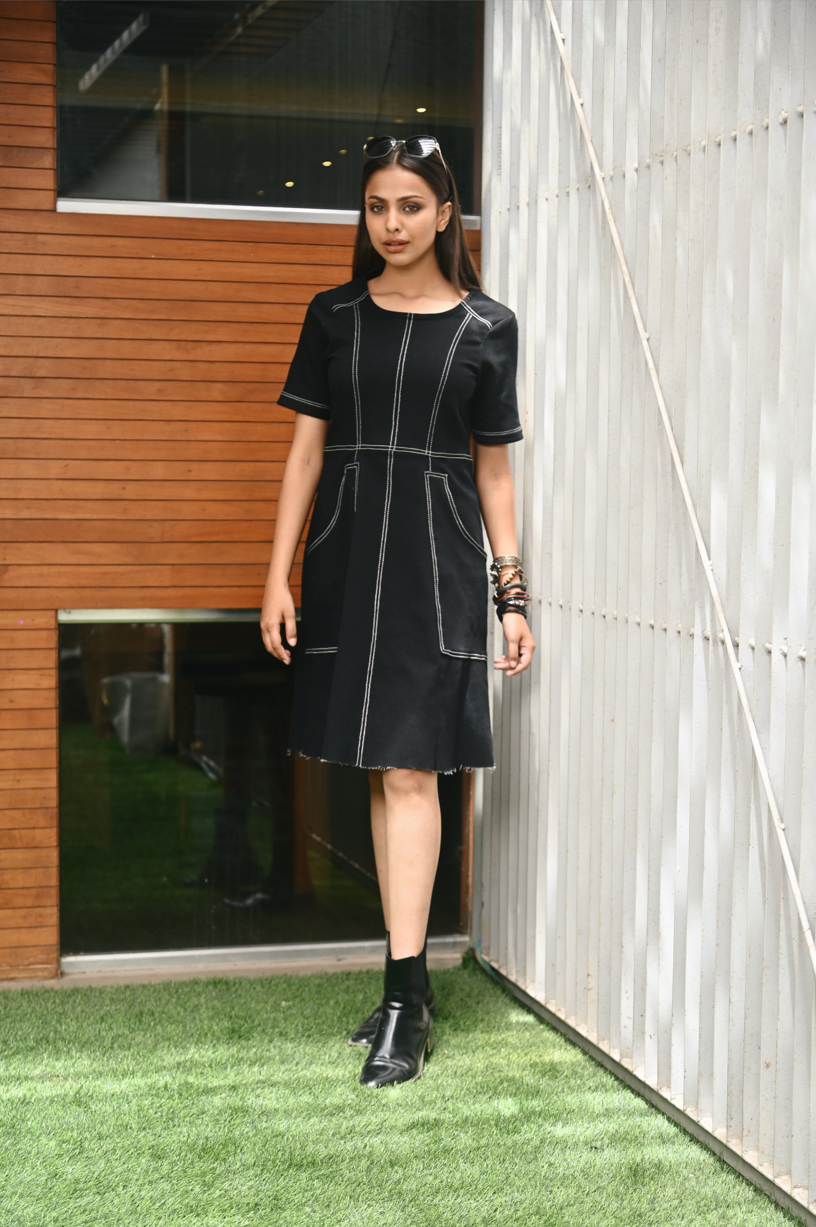 knee length dress with jeans Black Denim Dresses | Black Min & Knee Length Denim Dresses