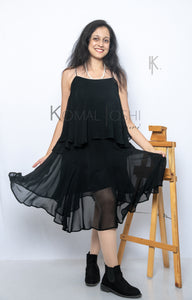 Black Georgette Midi Dress By Sayuri.