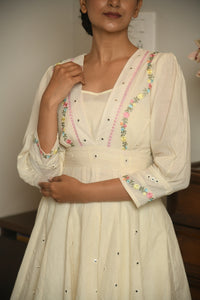 Pearl White V-neckline Dress