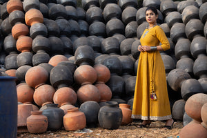 Handloom cotton Anarkali by Sayuri.