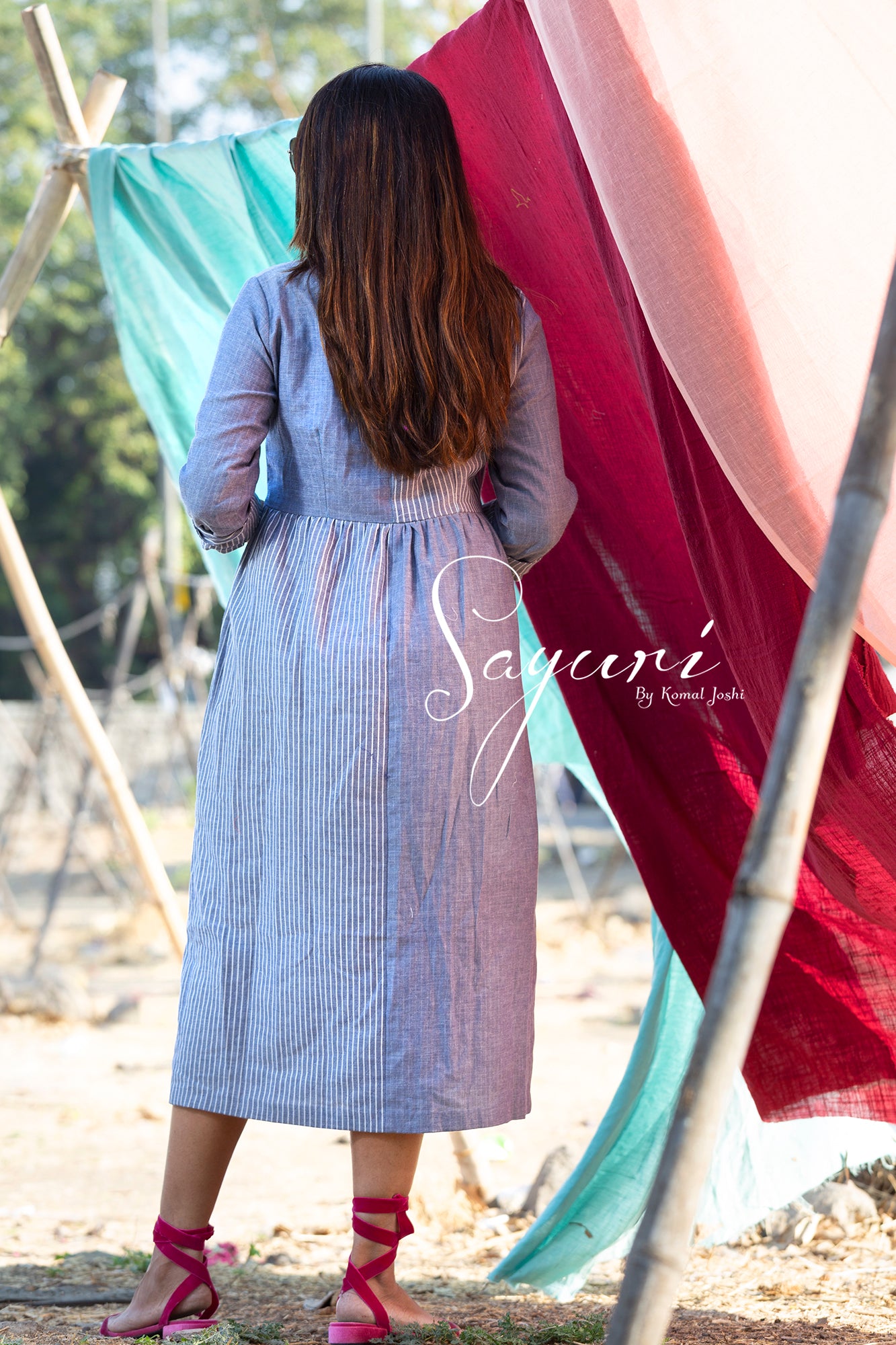 Striped Cotton Dress by Sayuri.