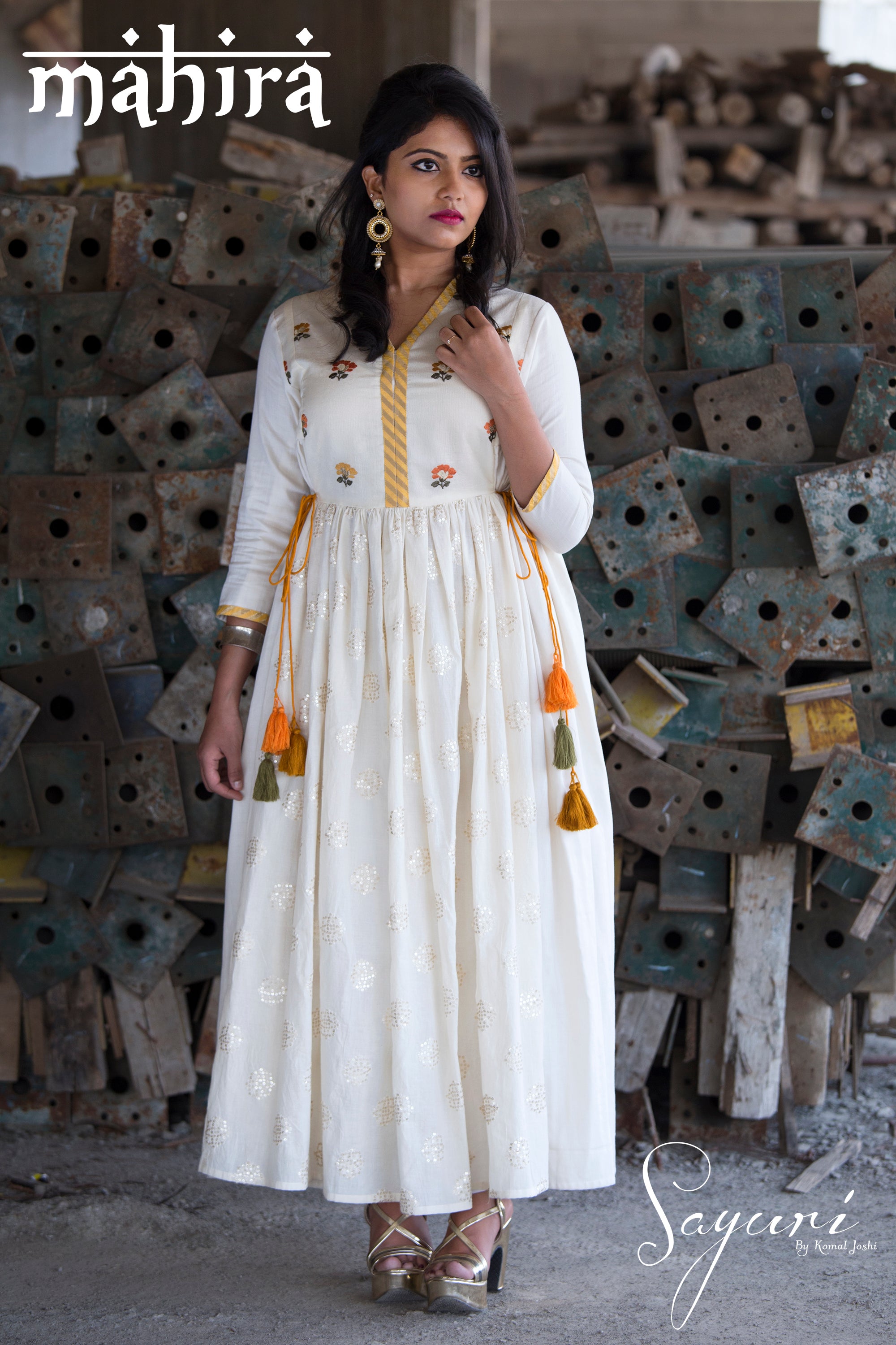 chanderi cotton dress Festivities Special Pure Roman Silk Chanderi Fabric Stitched Gown Dharm Fashion Villa