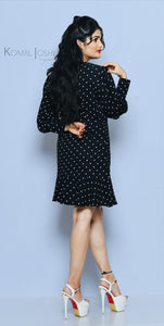 Black Georgette Polka Dot Dress By Sayuri