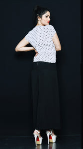 White Polka Dot Bubble Georgette Jumpsuit By Sayuri.