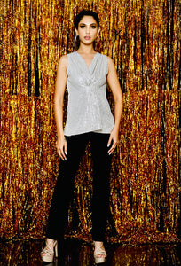 Twisted Sequin Top by Sayuri.