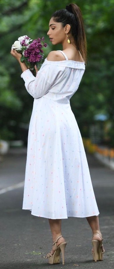 Off-Shoulder Midi Dress By Sayuri.